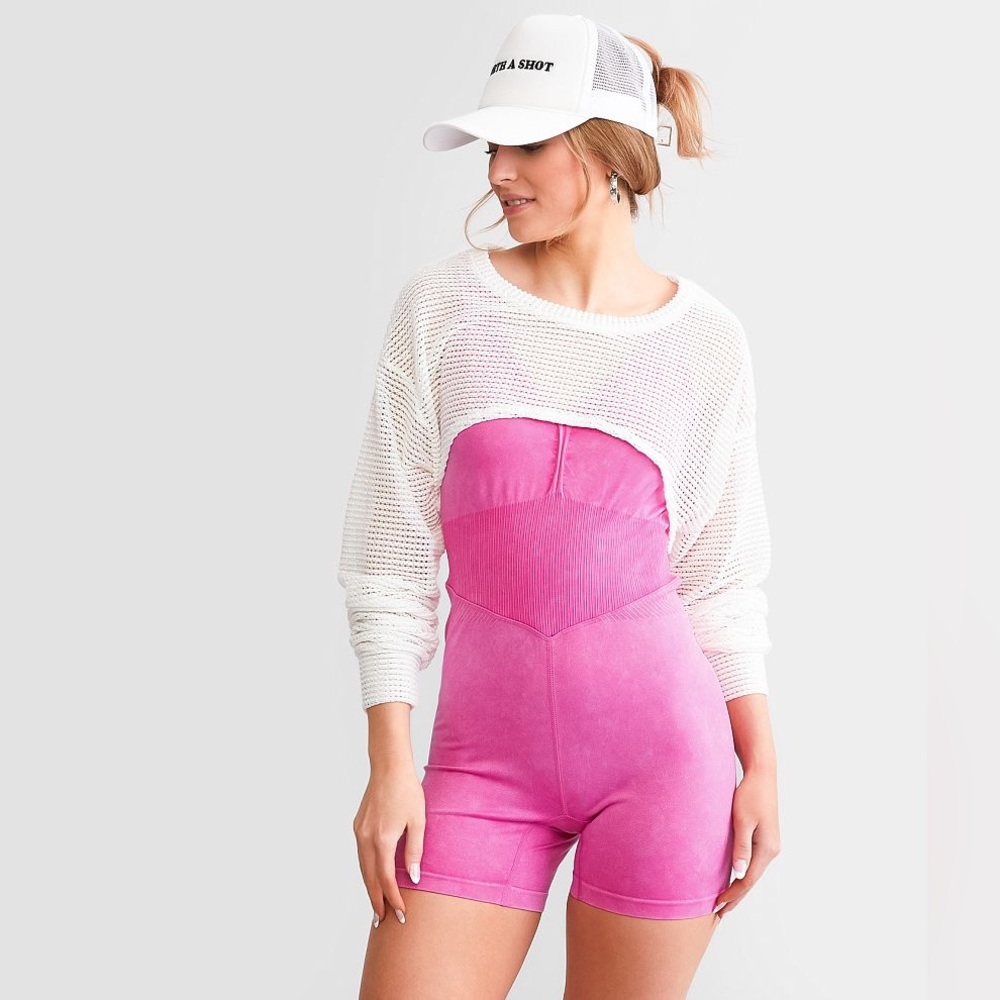 NWT Electrica Contoured Stretch Romper Washed Magenta Size XS / S
